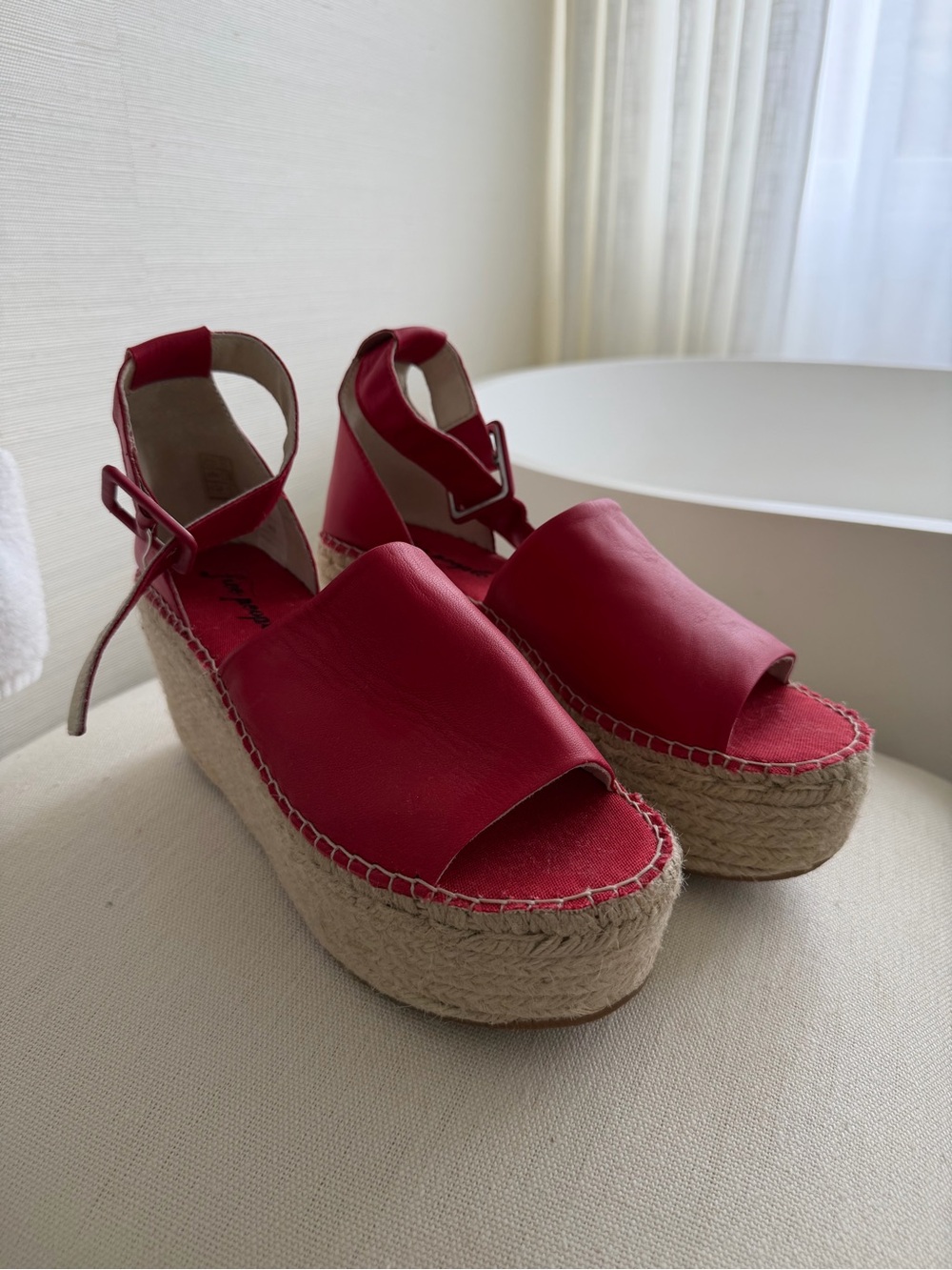 ‼️SOLD‼️ Free People Red Espadrille Platform Sandals with Ankle Strap